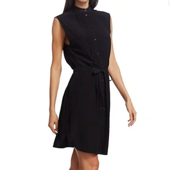 Rag & Bone Sarah Classic-Fit Plissé Sleeveless Silk Shirtdress - Picture 1 of 10